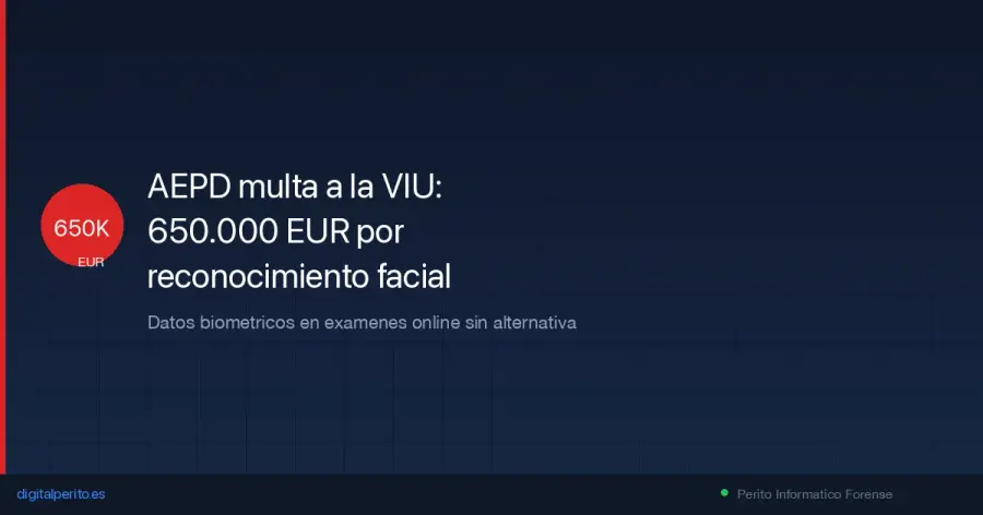 La AEPD sanciona a la Universidad Internacional de Valencia con 650.000 euros por obligar a sus alumnos a usar reconocimiento facial con IA en exámenes online. Sin alternativa, sin consentimiento válido.