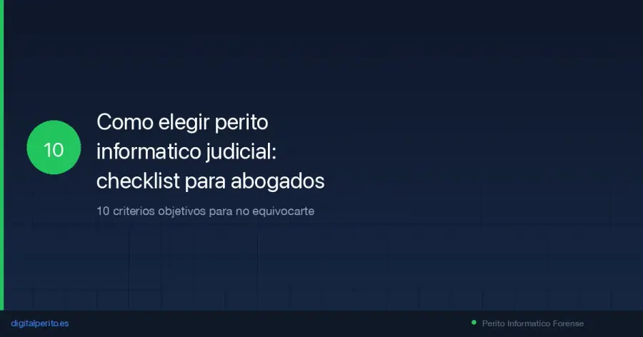 Voy a ser brutalmente honesto: no todos los peritos informaticos somos iguales y elegir mal puede costarte el caso. Te doy las 10 preguntas que todo abogado deberia hacer antes de contratar un perito.