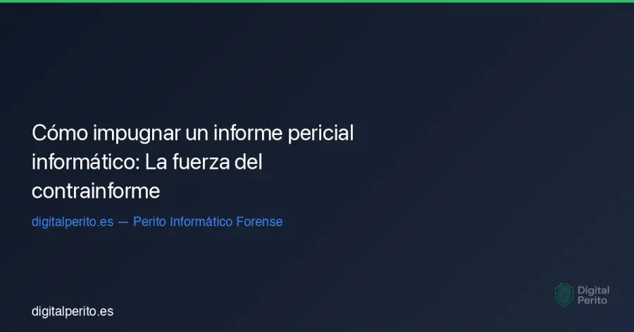 Guía práctica para impugnar un informe pericial informático con un contrainforme técnico. 10 errores metodológicos frecuentes, marco legal LEC art. 335-348, plantilla de estructura y casos reales.