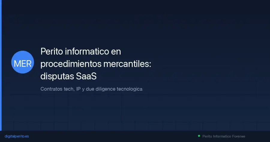 Disputas por contratos SaaS, robo de propiedad intelectual y due diligence tecnologica. Como un perito informatico mercantil protege los intereses de tu empresa.