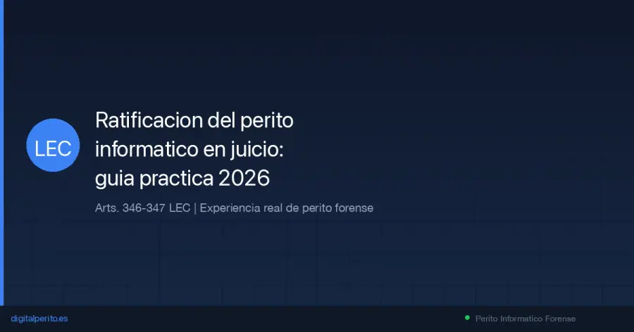 Guia en primera persona sobre como ratificar un informe pericial informatico en juicio. Preparacion, interrogatorio cruzado, errores de novatos y consejos practicos de un perito con experiencia real.